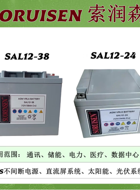 索润森铅酸蓄电池SAL12-24通讯医疗12V17A33A50A100A200A电源储能