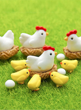 小鸡一家母鸡带崽创意小