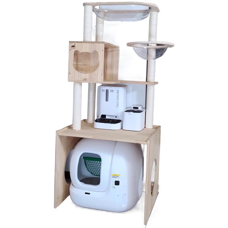 定做智能自动猫砂盆厕所柜子小佩MAX2可上方置物实木猫爬架一体柜
