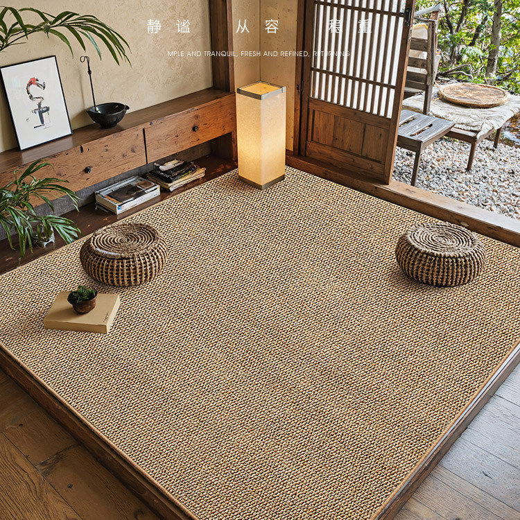 日式茶室仿剑麻地毯客厅卧室摄影棚亚麻棉麻布榻榻米防猫抓地垫子