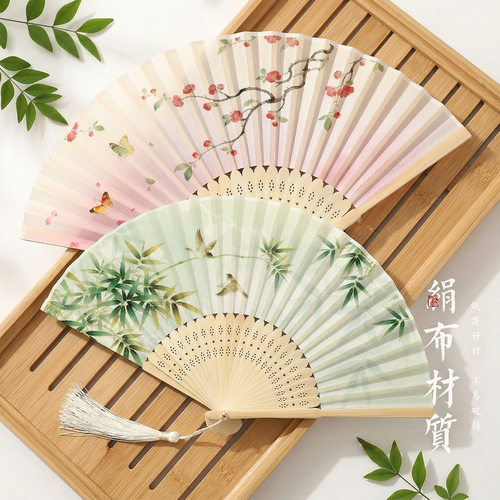 古风一笑扇中国风折扇汉服女旗袍舞蹈扇子跳舞儿童随身折叠小扇