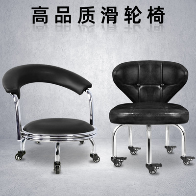 美缝滑轮凳矮凳带轮小凳子圆板凳擦地垫脚凳O儿童滑动万向轮客厅