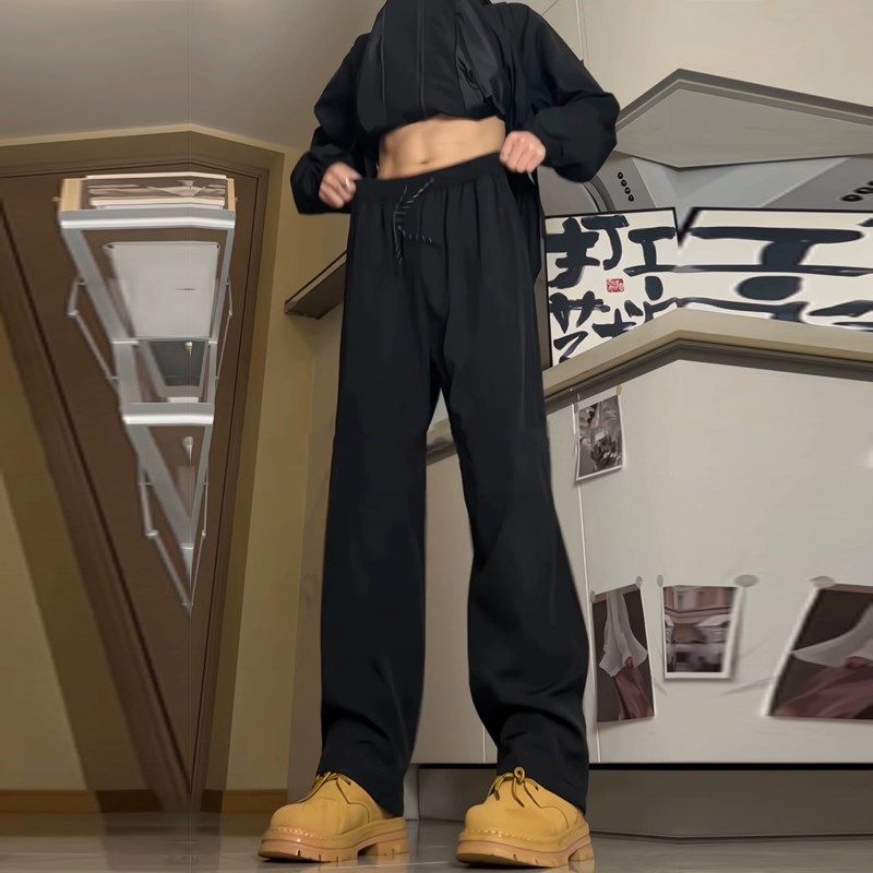 春秋加长版休闲直筒裤机能裤高个子运动裤男生黑色冲锋裤防风裤潮