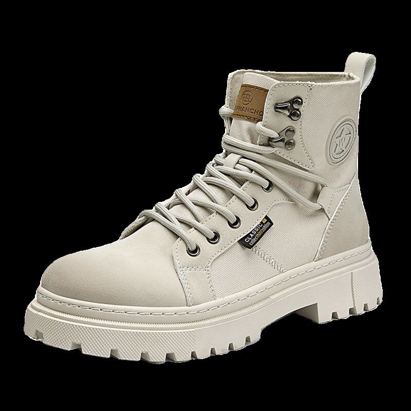 增高鞋男10cm马丁靴夏季百搭男士内增高8cm6cm高帮帆布工装靴子潮