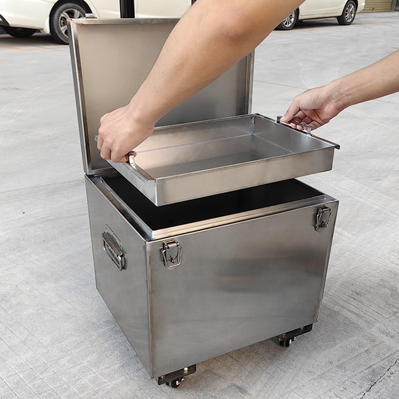 不锈钢行李箱五金工具箱收纳箱带滑轮箱子储物方箱拉杆工具包定制