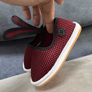 夏季透气网面千层底手工布鞋 0-5岁男女宝宝小孩T儿童凉鞋软底防