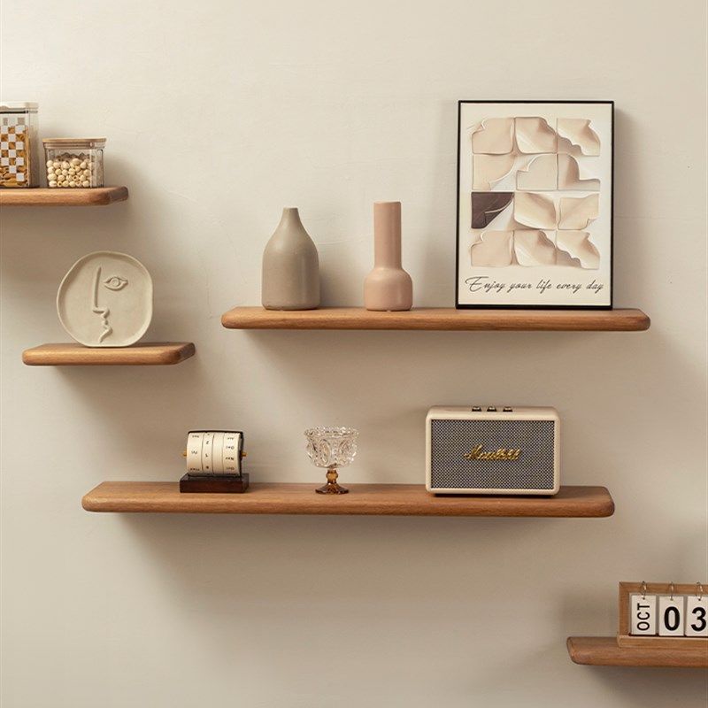 榆木实木一字板置物架卧室客厅厨房墙面悬空摆件展示架墙上层板,住宅家具,搁板/置物架/家用陈列架,淘宝优惠券,粉丝福利购,淘宝优惠卷