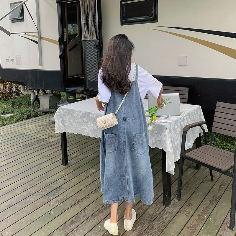 可盐可甜牛仔工装背带裙女夏遮肉显瘦小个子设计感小众中长款奶甜