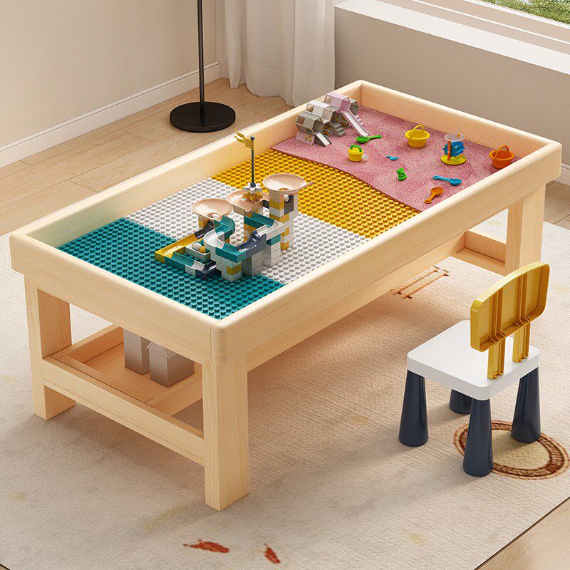 实木积木桌儿童多功能男女孩桌子大颗粒积木拼装益智玩具桌学习桌