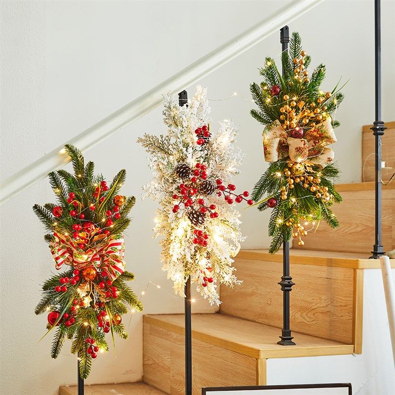 圣诞节场景装饰短藤条楼梯挂饰壁炉花环门挂商场酒店场景布置美陈,节庆用品/礼品,节日装扮用品,淘宝优惠券,粉丝福利购,淘宝优惠卷