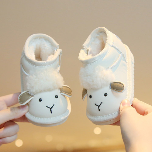 卡通宝宝棉鞋防水保暖男女小童加绒雪地靴防滑软底婴幼儿学步鞋子