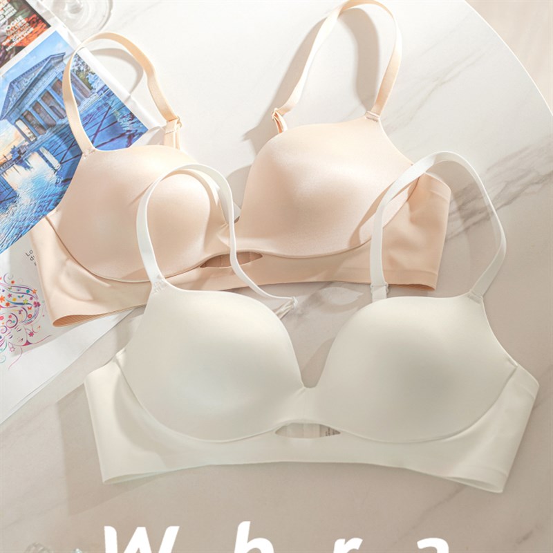 光面小胸聚拢内衣女无痕一片式力挺杯收副乳显大美背无钢圈文胸罩