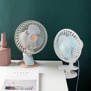 家用学生宿舍床上办公室迷你台扇 摇头夹扇静音电风扇小风扇台式