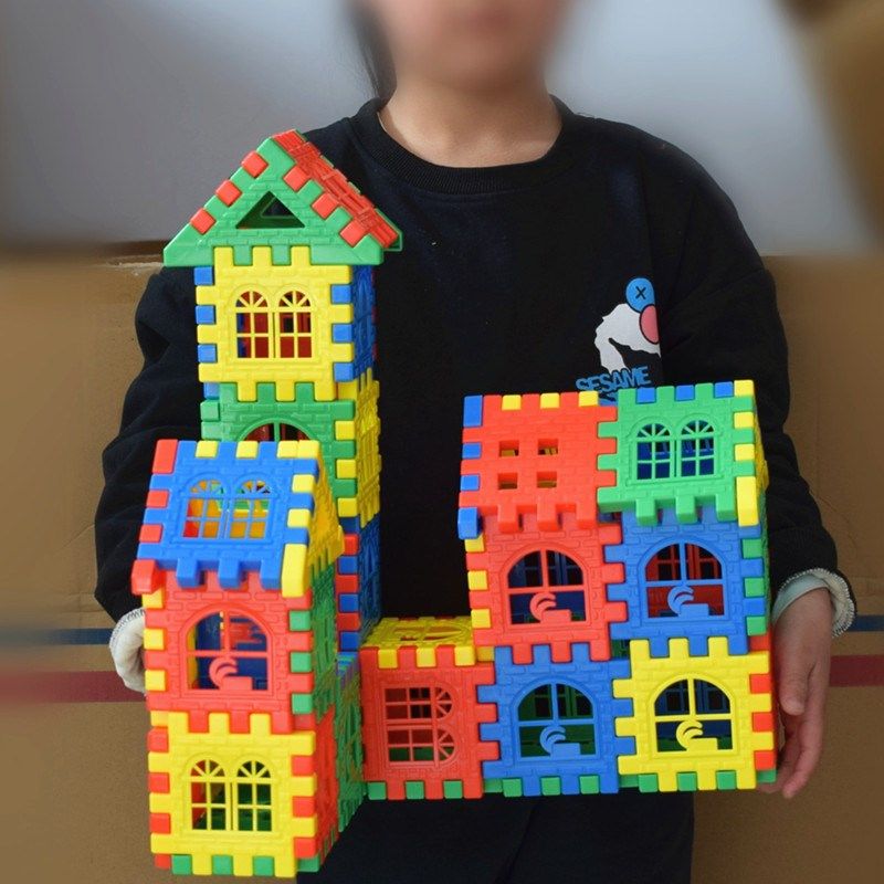 5斤大号加厚方块拼插房子积木拼装F城堡拼图儿童塑料大颗粒玩具
