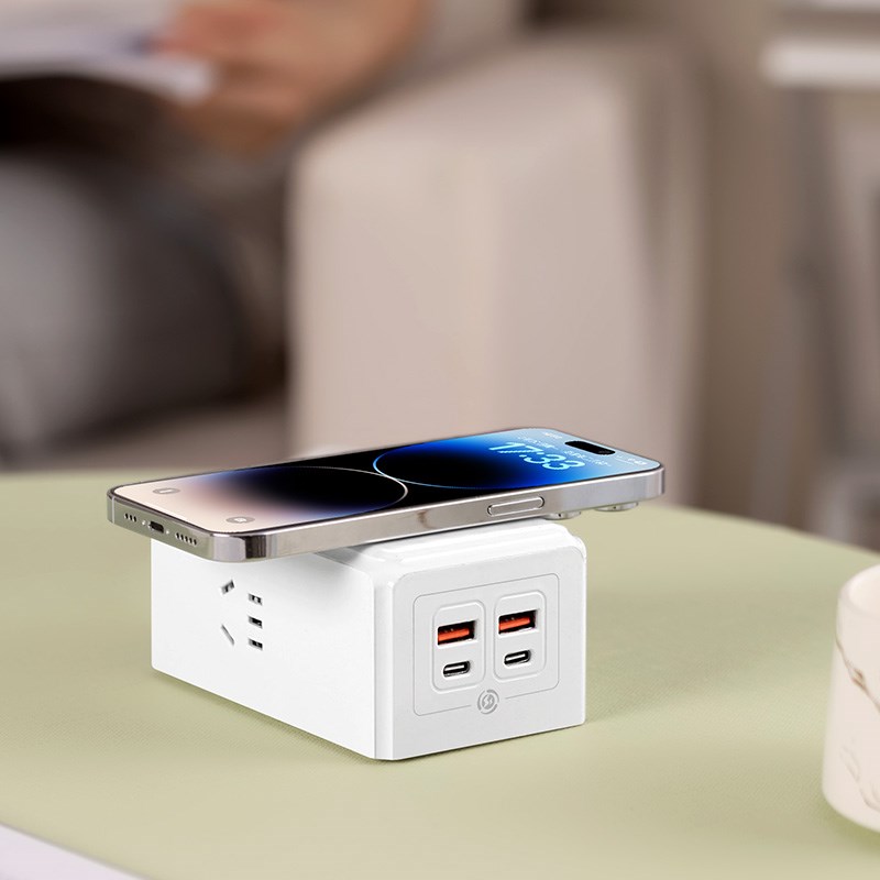 30W家用多功能插座带USB无线充电60W插座接线板电脑桌插排拖线板