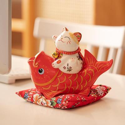 陶瓷招财猫存钱罐摆件家