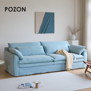 风信子牛仔布侘寂风布艺棉麻沙发怀抱可拆洗亚麻奶油风 POZON朴琢