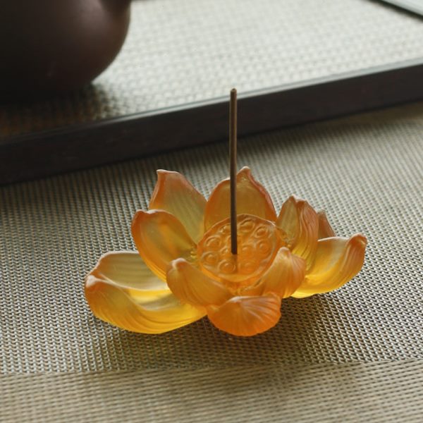 琉璃莲花线香插立香香座香托香炉家用室内禅意中式仿古创意熏香炉