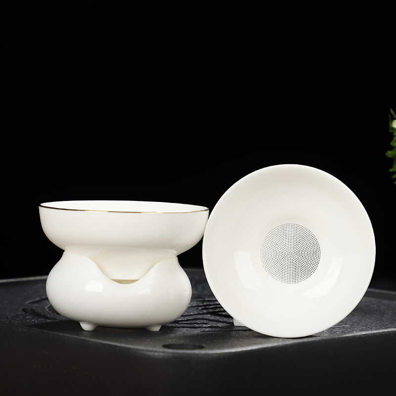 羊脂玉茶漏茶滤茶叶过滤网单独茶隔D泡茶器陶瓷一体分离滤茶器茶