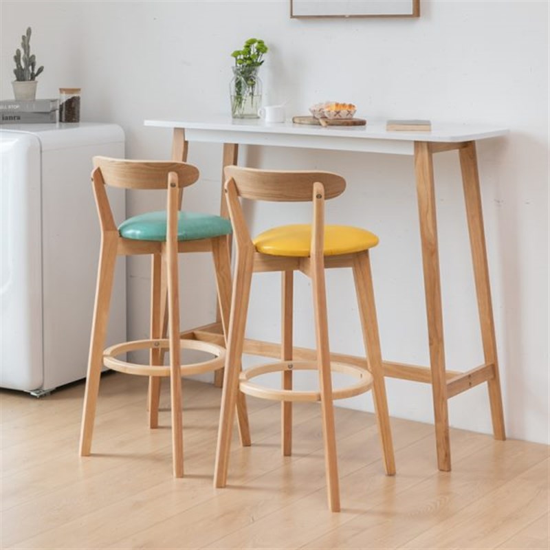 全实木长条桌子酒吧椅高脚凳靠y墙隔断吧台桌家用阳台简约桌椅组