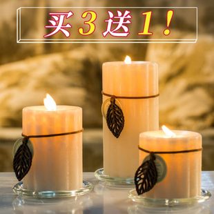 饰氛浪漫情调烛光晚餐 香薰蜡烛家用烛台白色大柱蜡容量腊烛摆件装
