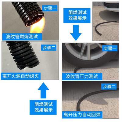 PA线594阻燃波纹软聚管塑料波纹管乙烯穿电消防安检车线汽束保护