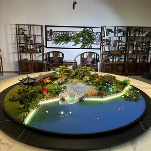 饰工艺品大圆桌摆件酒店饭店餐厅摆台 餐桌中间桌芯遥控灯光雾化装