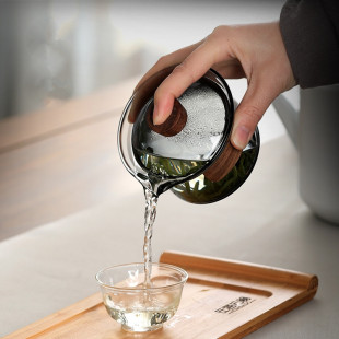 玻璃盖碗耐热透明泡茶碗不烫手单个泡茶杯手抓壶家用功夫茶具 日式