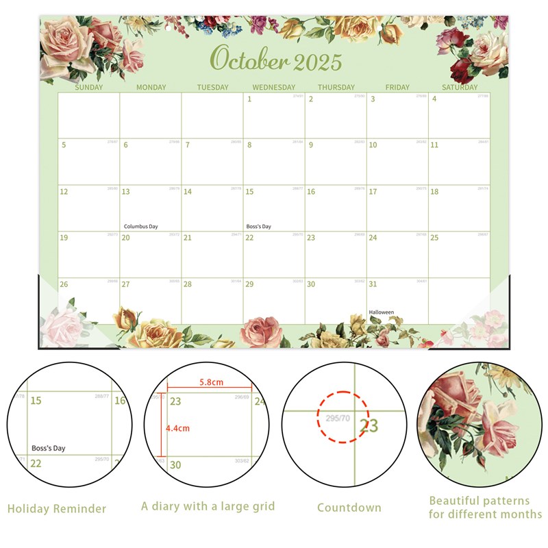 2024-2025年18个月英文挂历挂墙日历计划本工作计划打卡记录台历