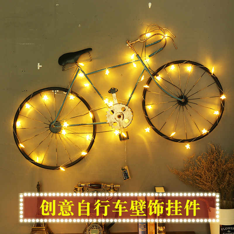工业风覆古做旧铁艺自行车装饰壁挂酒吧饭厅创意单车墙面壁饰挂件