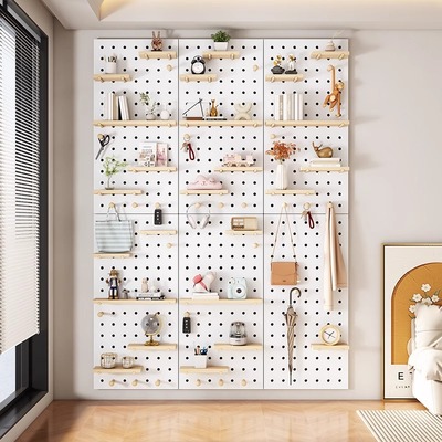 实木洞洞板置物架可定制墙上收纳架客厅卧室墙面装饰架壁挂展示架