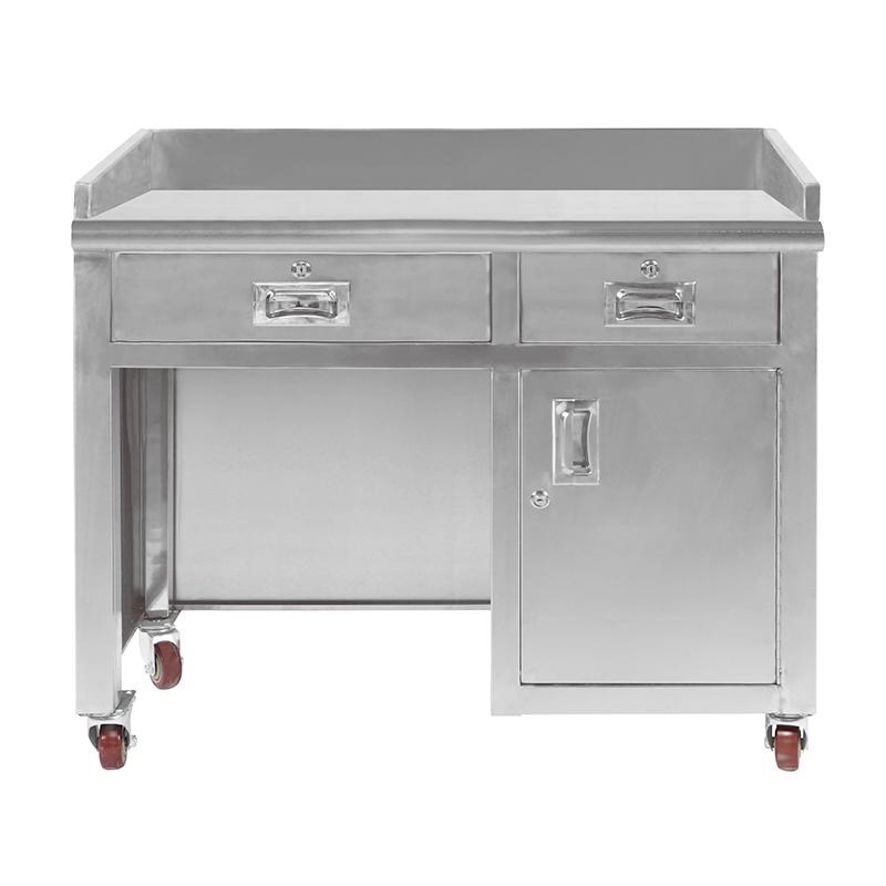 整体定做收银台不锈钢办公桌电脑桌商用办公台简易写字台带抽屉桌