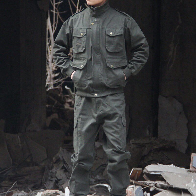 工作服男套装加厚焊工电焊防烫工地建筑工装男士迷彩劳动劳保