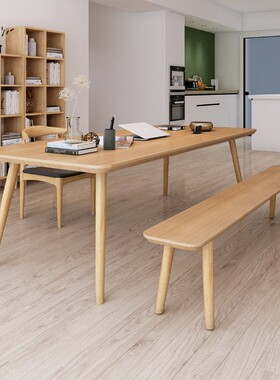 简约实木客厅e学习大长书桌家用白蜡木桌子长条原木办公工作桌106