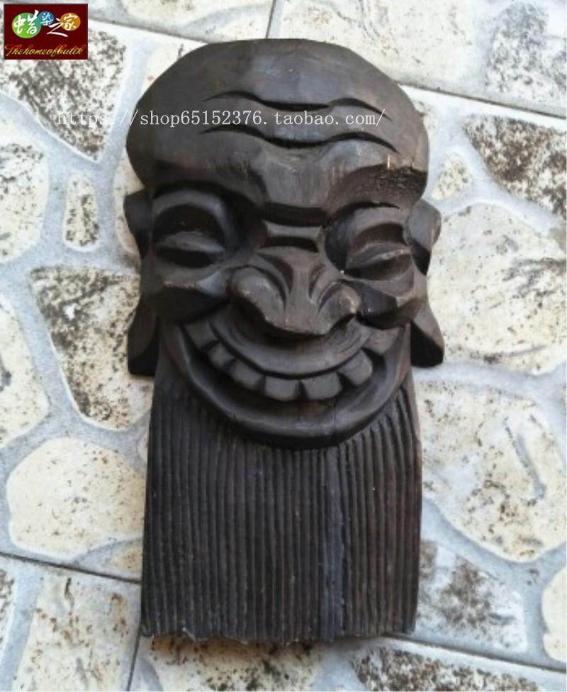 木雕 手工雕刻 屯堡文化 装饰v收藏 脸谱傩面具 手工挂饰 17*33CM