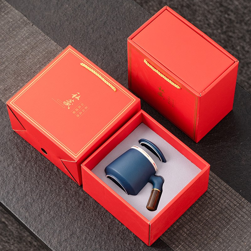 陶瓷马克杯茶水分离水杯子年会礼品定制印logQo大容量泡茶杯刻字