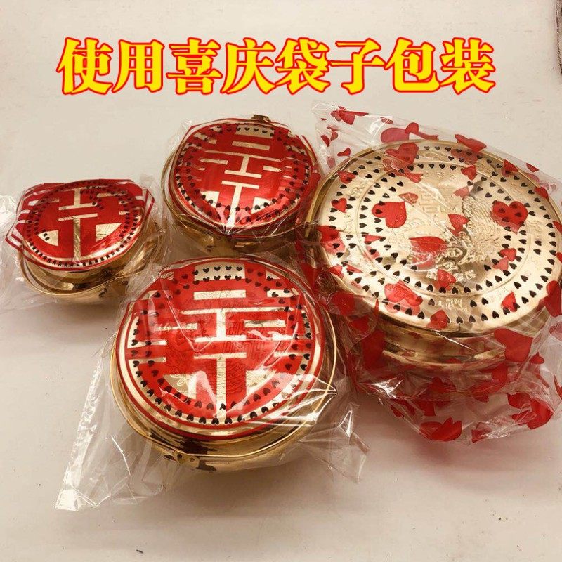 婚庆用品铜火炉婚礼火冲r结婚火铳囱暖手脚炉铜火盆旺火盘陪嫁嫁