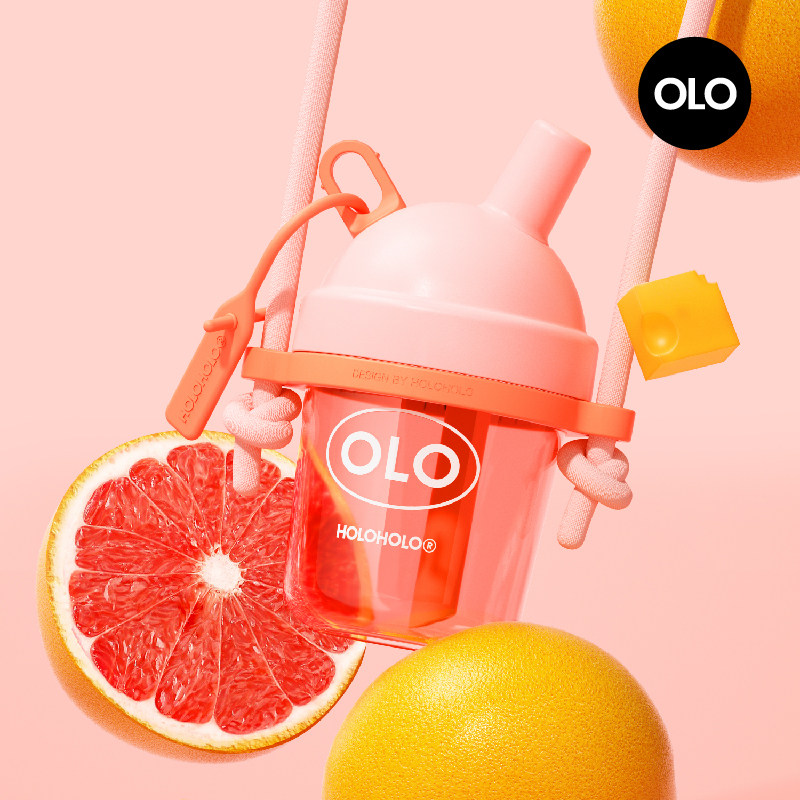holohdolo吸管杯成人塑料儿童水杯夏季便携女高颜值简约杯子耐高