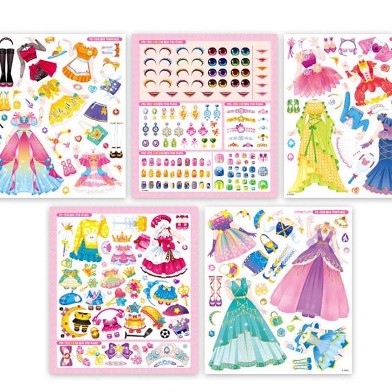 奇妙萌可换装贴纸换装新时尚搭配化妆秀贴纸儿童女孩玩具
