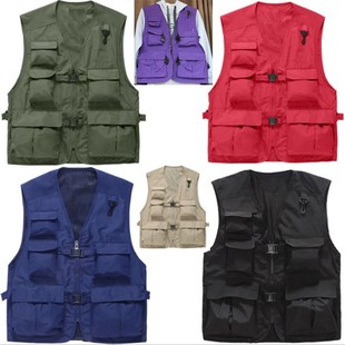 摄影马甲春秋款多口袋工装定制印绣字记者导演男女工作服义工服