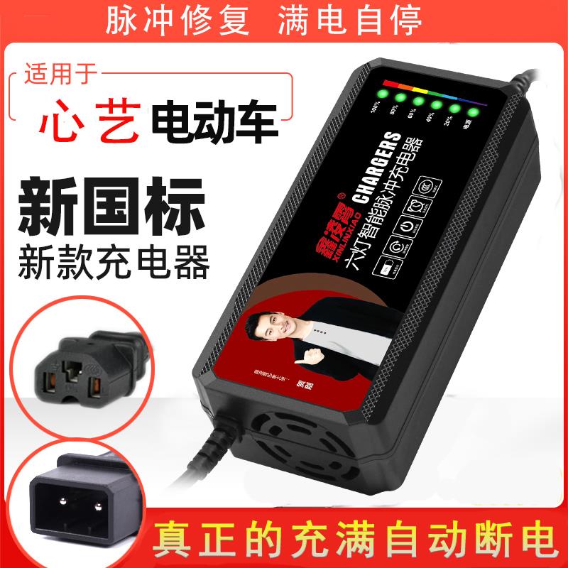 适用新国标心艺可人电动车充电器48V20AH60JV72V20AH凤凰两针充电