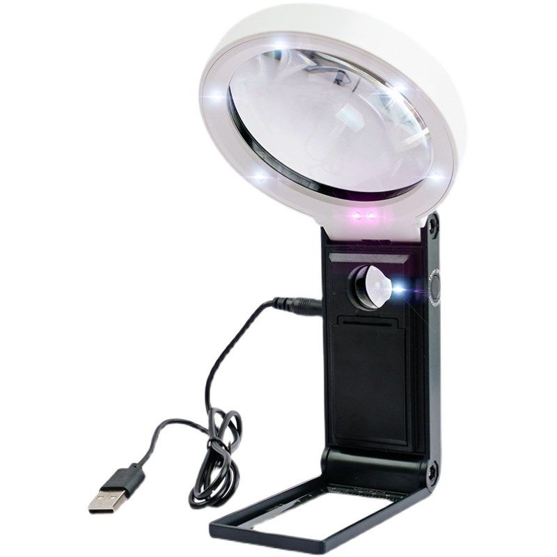 放大镜维修高清看灰尘带灯老人阅读支D架看书用工作台30倍USB插电