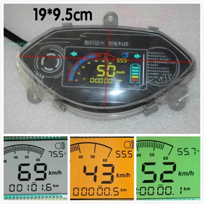 电动车液晶仪表猎豹码表数显电压电量速度里程配件4896v公里码表