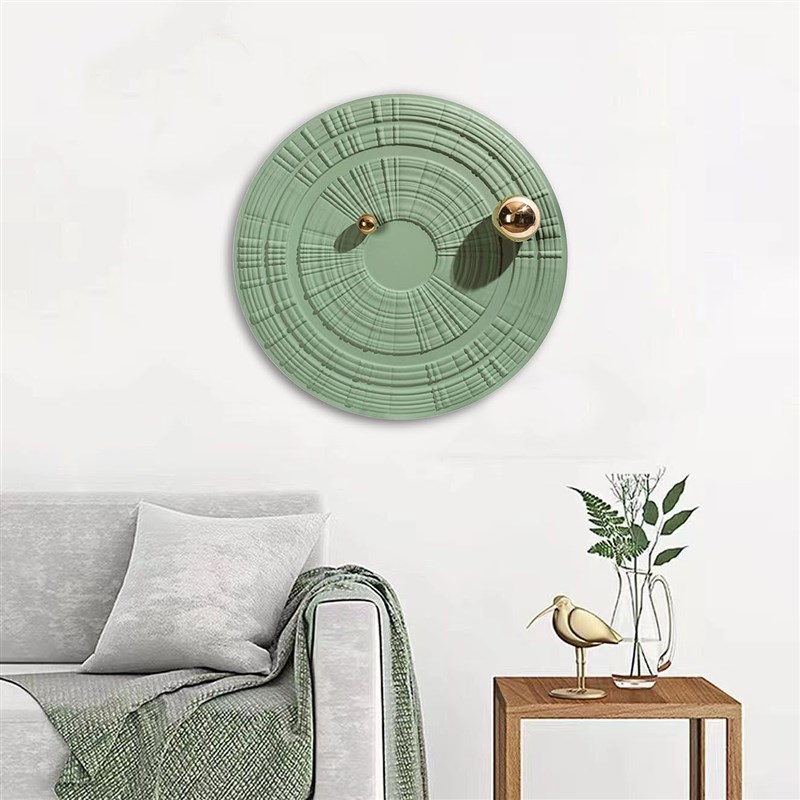 圆形木雕金属球立体实物画沙发背景墙抽象简约装饰画玄关走廊挂画