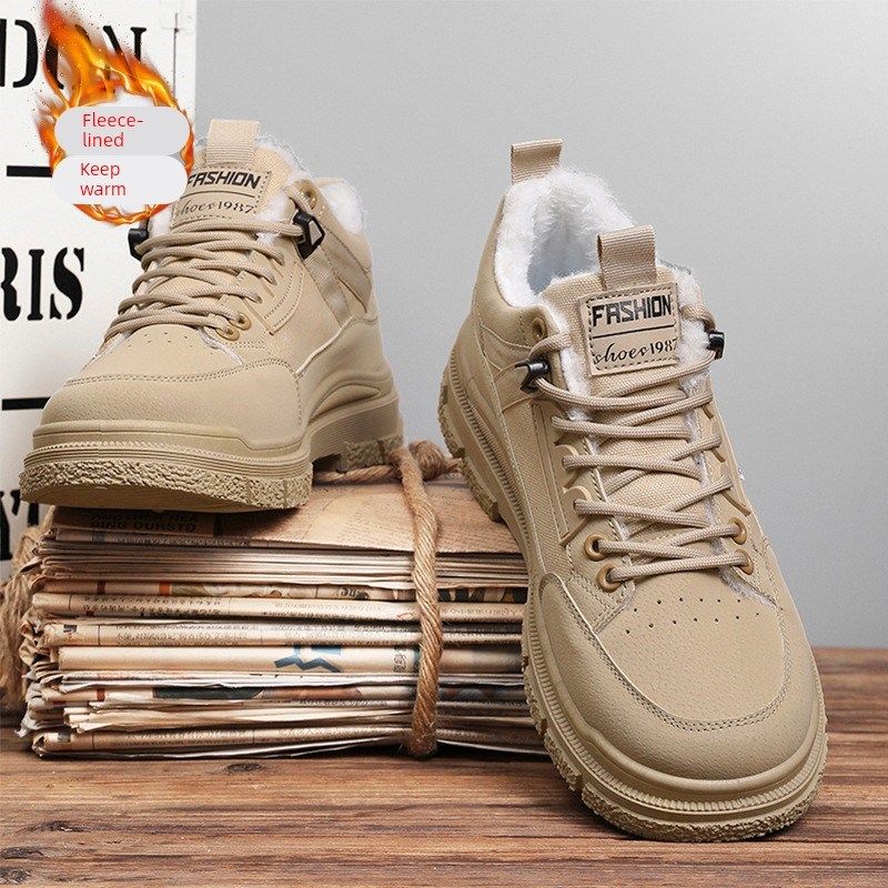 厚底马丁靴男款黑色工装风雪地靴男士棉鞋冬季加绒加厚外穿保暖鞋