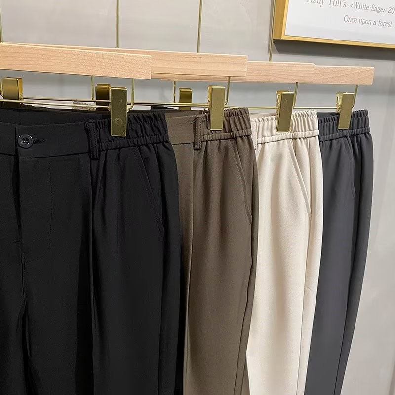 轻熟风高级感西裤男商务正装修身直筒垂感职业春装男士裤子九分裤