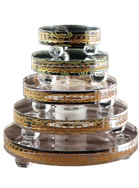 水晶底座托不发光圆形桌面摆件琉璃佛像舍利塔佛塔底座八吉祥图案