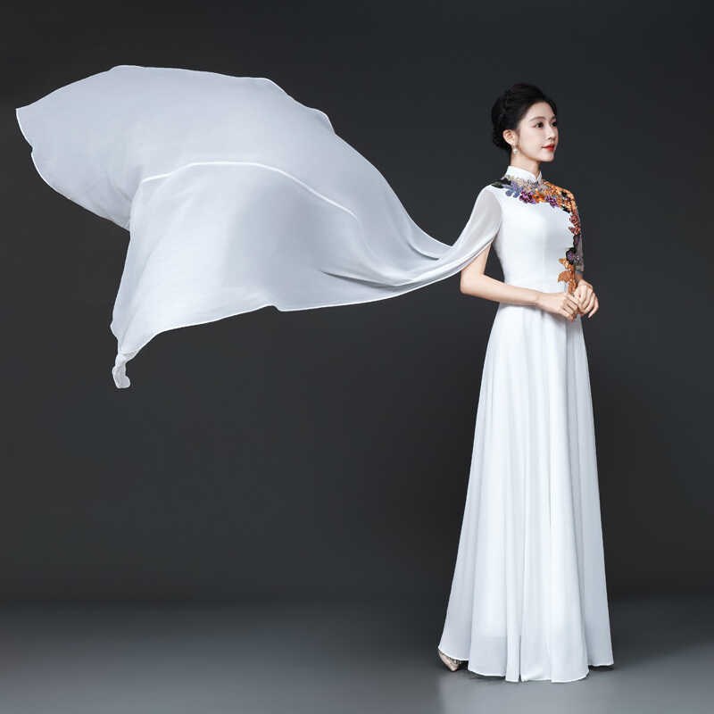 礼仪服宴会主持人晚礼服2024合唱团演出服长裙成人舞台表演合唱服