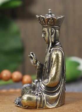 仿古做旧黄铜地藏王菩萨佛像 小号摆件迷你随身禅意小铜佛