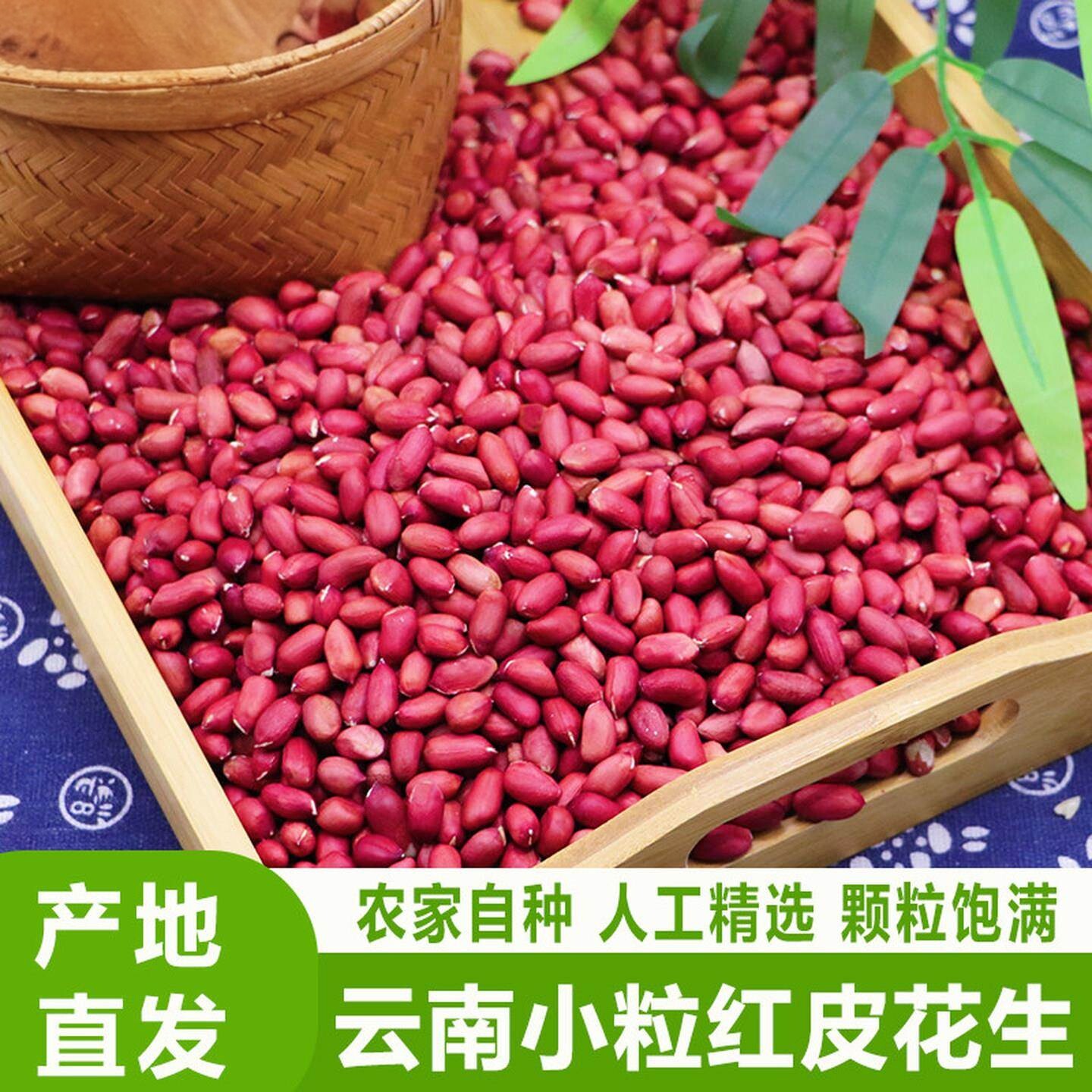 正宗云南小粒红皮花生米农家新四粒红衣花生新花生米生的新货无壳